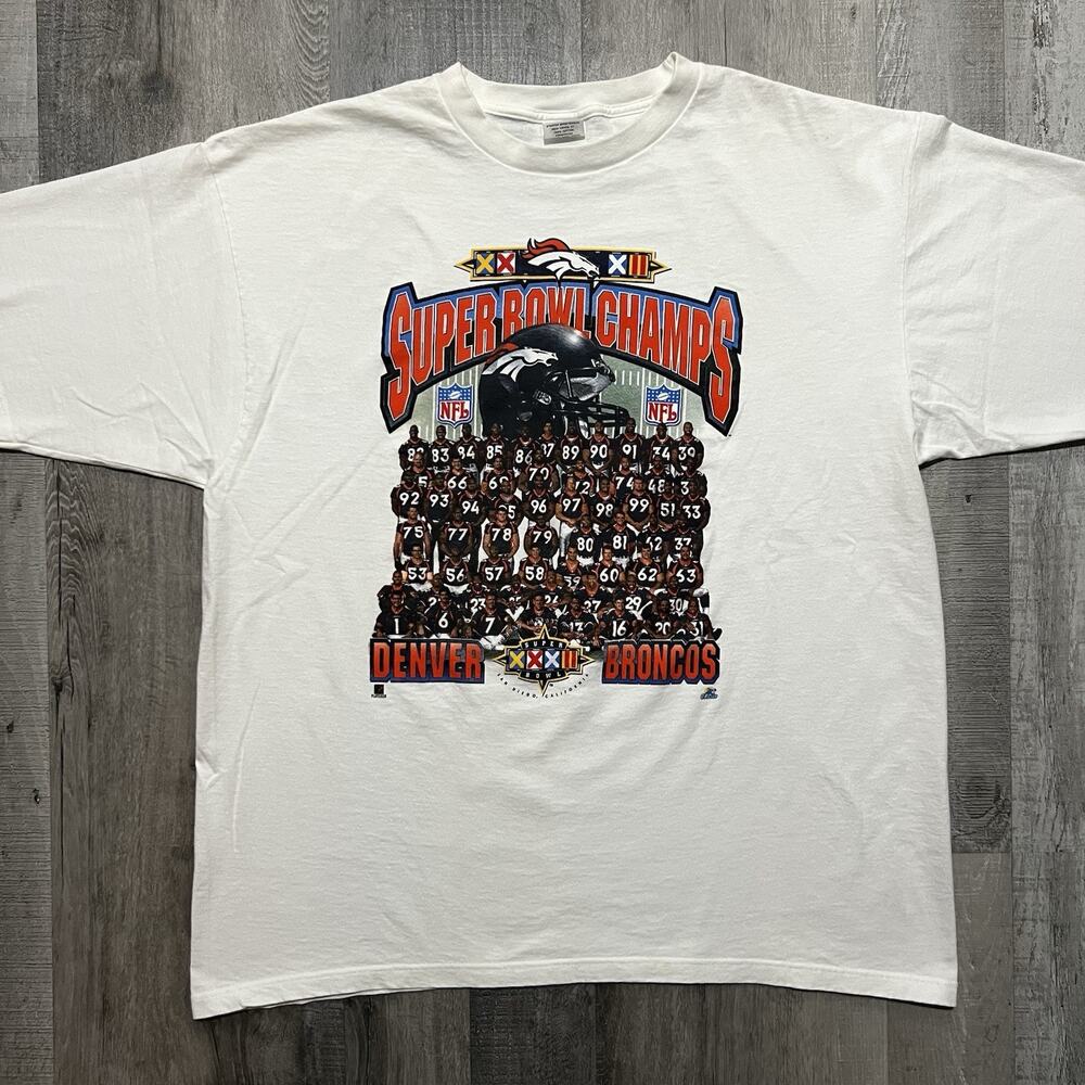 VTG Starter Denver Broncos 1998 Team Roster White 90s NFL Football T Shirt 2XL